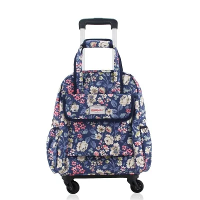 Women Travel Trolley Bags travel Backpack with wheel Rolling luggage trolley backpack waterproof Oxford Rolling Baggage Suitcase - Цвет: not Uninstall