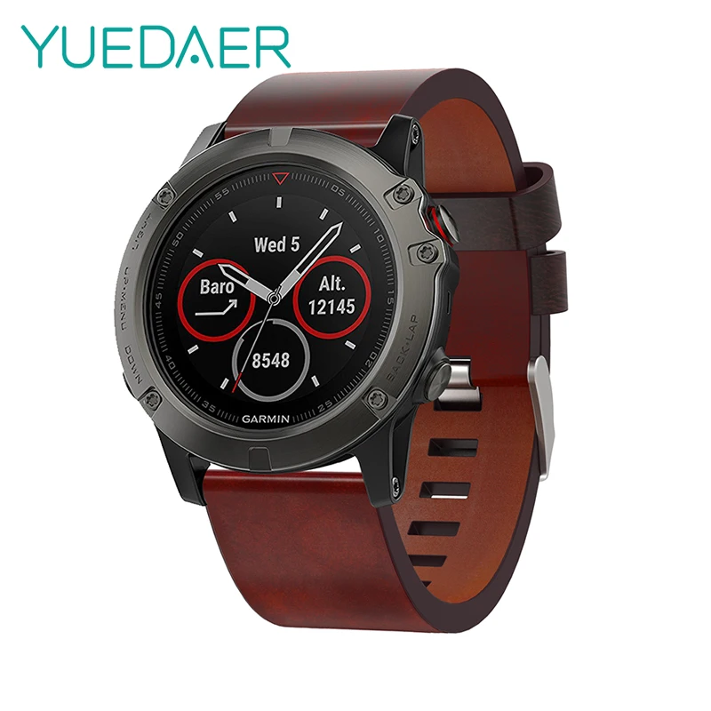 Yuedaer For Garmin Fenix 5X Smart Watch Luxury Imitation Leather Watch Strap With Metal Quick Release Buckle Smart Accessories
