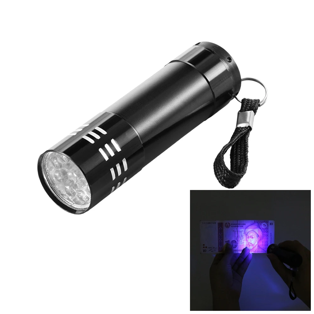 9 LED UV Flashlight Torch Light 395nm Ultra Violet Light Blacklight UV
