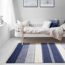 Килим хлопок синий ковер ручной работы геометрический богемный индийский ковер в клетку полосатый современный черный серый розовый дизайн nodio стиль