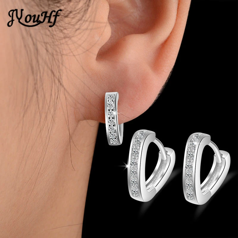 

JYouHF 2018 Silver Plated V Geometric Shape Earrings for Women Luxury Single Row Paved with AAA Cubic Zirconia Hoop Earrings
