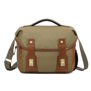 

Man's Leisure Canvas Leather Menssenger Shoulder Bag Crossbody Portable Waterproof Traveling Bag Tote Handbag Digital Camera Bag