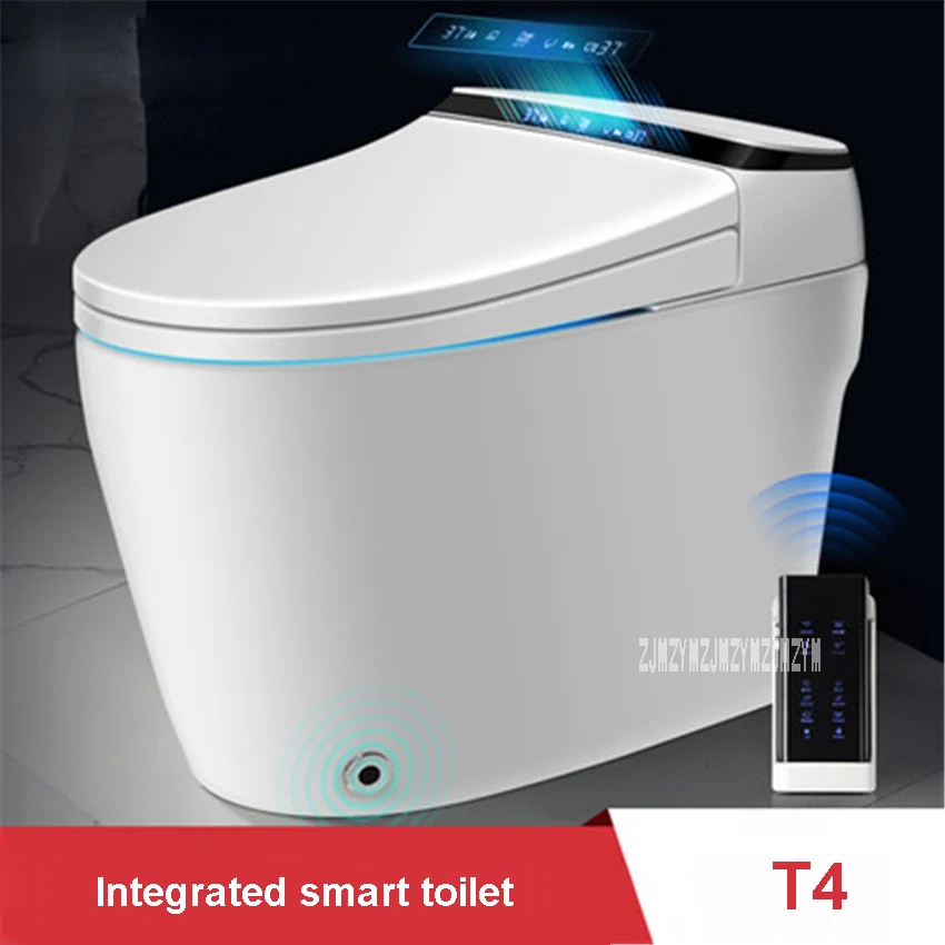 T4 Smart Toilet Manual Flip Integrated Toilet Household Bathroom LCD Display Foot Touch Flushing Intelligent Toilet 220V 1200W