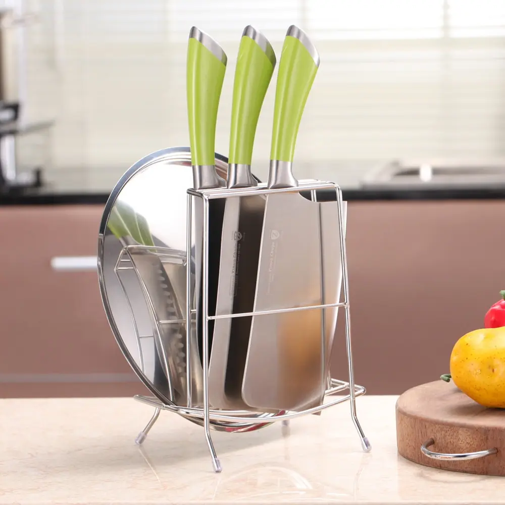 

Kitchen Storage Rack Stainless Steel Storage Organizer Tool Kitchen Accessory Cutting Board Holder Pot Cover Knife Rack