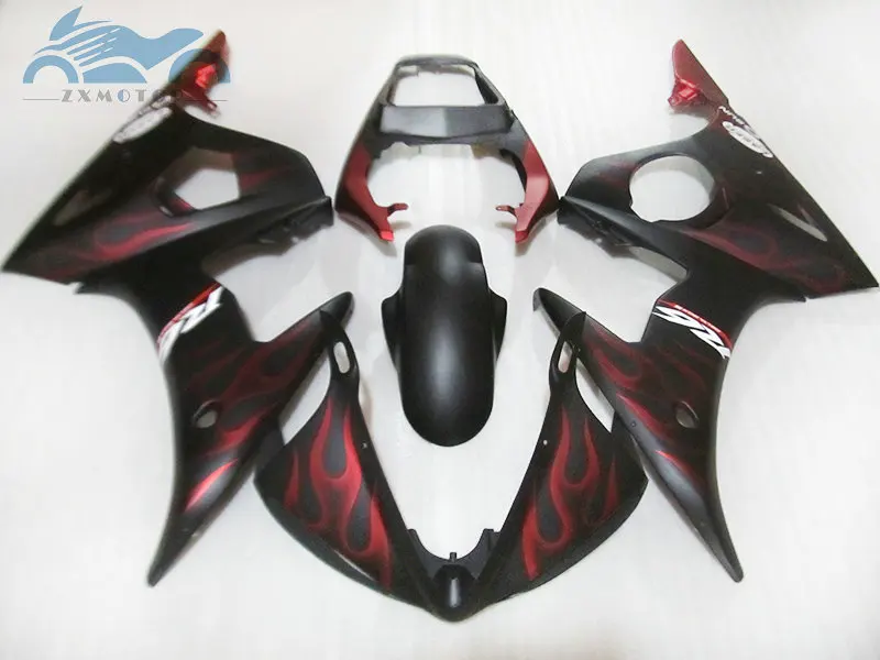 Заказанные акрилатовые обтекатели комплект для YAMAHA R6 YZFR6 2003-2005 YZF R6 03-05 Набор для противоблокировочной тормозной системы Черное и красное пламя кузов DF10