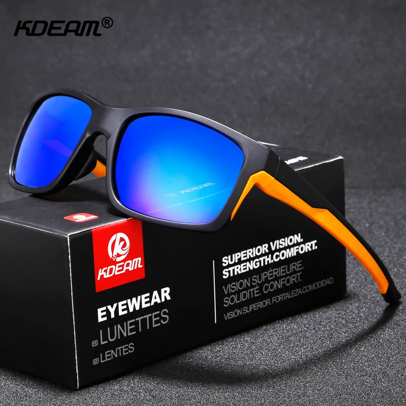 

KDEAM High-end Goggles TR90 Polarized Sunglasses Men Color-match Polaroid Glasses Filter UV-rays Sport Shades With Box