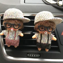 Lady car styling accessories Cute little doll Air refreshing agent for air conditioner Diamond sun hat Kiki Auto perfume clip