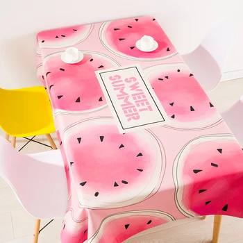 

Watermelon Pineapple Strawberry Fruit Creative Printed Cotton Linen Fabric Tablecloth Covers for Home Party Banquet Table Cloth