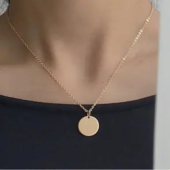 

Minimalist Jewelry Clavicle Round Coin Pendant Necklaces Women Chain Collares Fashion Jewelry OL Bijoux ras de cou 2019