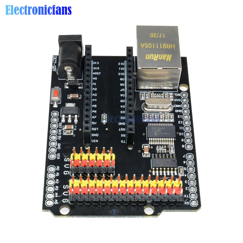 Diymore ENC28J60 Ethernet щит V2.0 LAN сетевой модуль ввода/вывода SPI 51 AVR PIC LPC STM32 для Arduino UNO R3 CH340G NANO V3.0