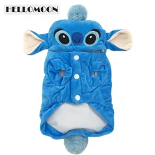 

HELLOMOON Blue Stitch Warm Jackets for Pets Dog Clothes with Animals Picture Cartoon Garment Tactic poodle puppy four clothes