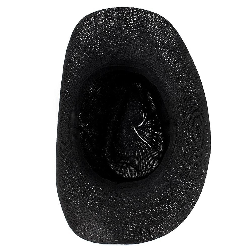 Мужская Регулируемая плетеная черная ковбойская шляпа с широкими полями