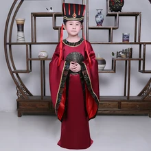 Детский костюм Китайский Hanfu Платье мальчики император король сценические костюмы костюм Танг детский костюм детский халат+ головной убор, комплект детской одежды Рождественский подарок