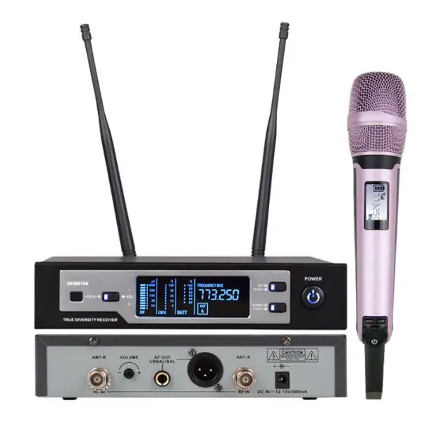 SKM-9100 Профессиональный цифровой микрофон беспроводной истинный микрофон разнообразие для крупномасштабной производительности skm микрофон - Цвет: B