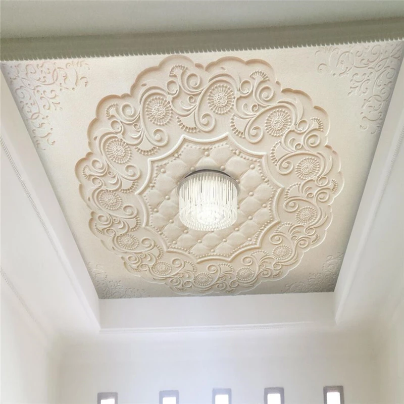 

beibehang Custom Wallpaper Beige Yellow 3d Wallpaper Stereo Stone Carving European Style Ceiling Hanging Background Wall paper