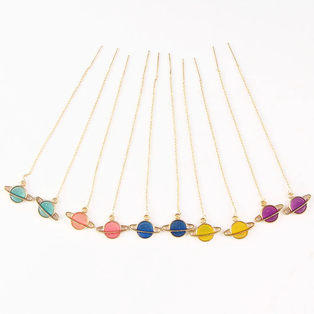 

9cm Long Ear Line 2018 Simple Korean Gold Geometric for Girl Retro Pentagram Moon Note Universe Multi-Color Ear Thread Wholesale
