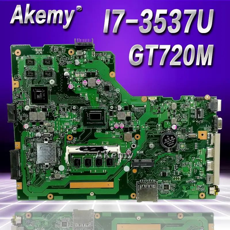 

Akemy X75VC Laptop motherboard for ASUS X75VC X75VB X75VD X75V F75V Test original mainboard 4G RAM I7-3537U CPU GT720M