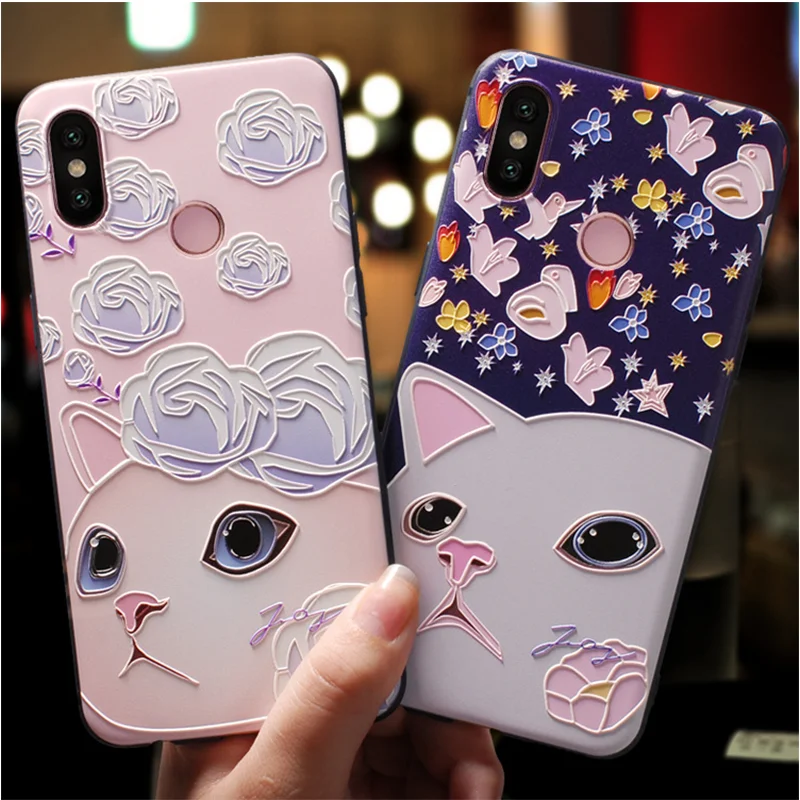 

3D Embossed Cartoon Cat Elephant Case For Xiaomi Mi 8 Lite A1 5X A2 6X 6A Redmi Note 5 5A For iPhone X XR XS Max 6 7 8 Plus Case
