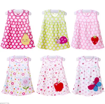 

DHL 200pcs Newborn Baby Summer Dresses Girls O-neck Sleeveless Cotton Princess Mini Dress Child Cute Pattern Decor Dot Clothes