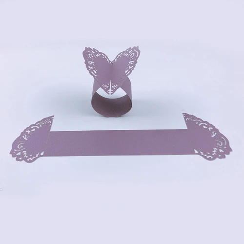 Purple 50 шт. Лазерная резка Кольца для салфеток для обедов обеденные столы домашняя Свадьба Сердце Стильное кольцо для бумажных салфеток украшение свадебного стола - Цвет: Purple