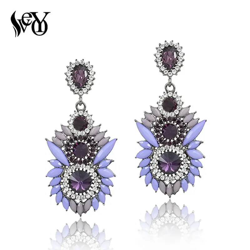 

3 Colors High Quality Austrian Crystal Vintage Black Drop Earrings For Woman brinco Earring Fashion Jewelry Wholesale