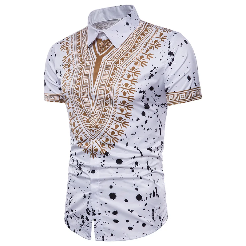 Летняя новая рубашка для мужчин с короткими рукавами, модное Африканское платье Дашики, повседневная мужская рубашка, брендовые рубашки, Мужская сорочка Homme