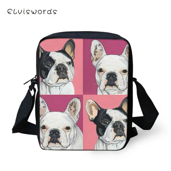 ELVISWORDS Flaps Messenger Bags Small Cute Women Bags Cartoon Bulldogs Print Pattern Girls Crossbody Bag Fashion Shoulder Purses - Цвет: CDWX2339E