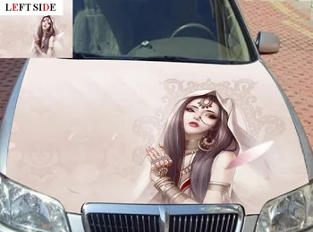 

LEFT SIDE Car Stickers Cartoon Girl Beauty Classical Engine Hood Car Covers Styling Customize Size for all Vehicles Pink Fresh