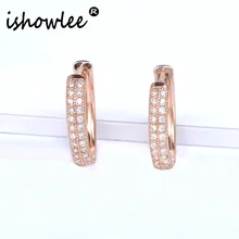 Isholee кубический цирконий Медь круг пирсинг золото 585 серьги для женщин модные панк серьги в стиле минимализма Роскошные ювелирные изделия esp35
