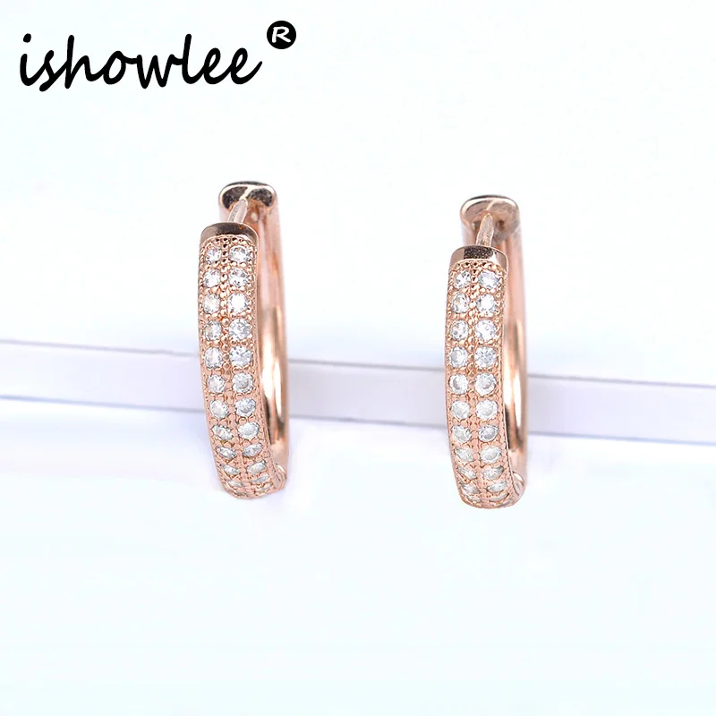Серьги кольца ISHOWLEE из меди с фианитом для пирсинга Золотые серьги 585 женщин