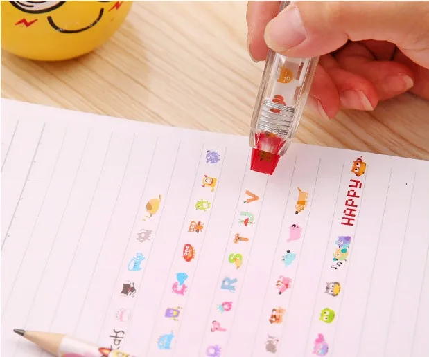 Bonito dos Desenhos Decorativo para as Crianças da Escola Fita Corretiva Papelaria Coréia Animados Kawaii Colorido Laço Diy 8 Fitas de correção