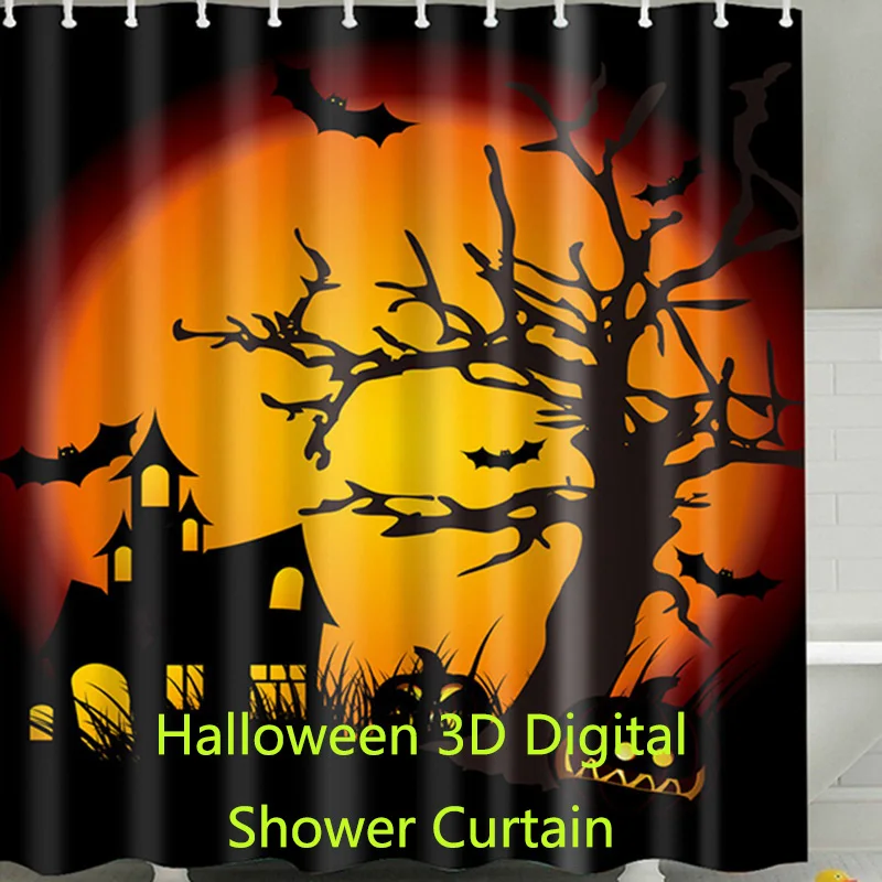 

Halloween Horror Theme Mixed color Waterproof 3D digital Prints Ghosts Pumpkin Shower Curtains Family Bathroom Shower Curtain