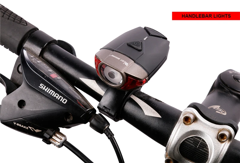 Cheap WEST BIKING Cycle USB Rechargeable Front Bicycle Helmet Light Bike LED Handlebar Lamps Bicycle Helmet Safety Flashlight Torch 3