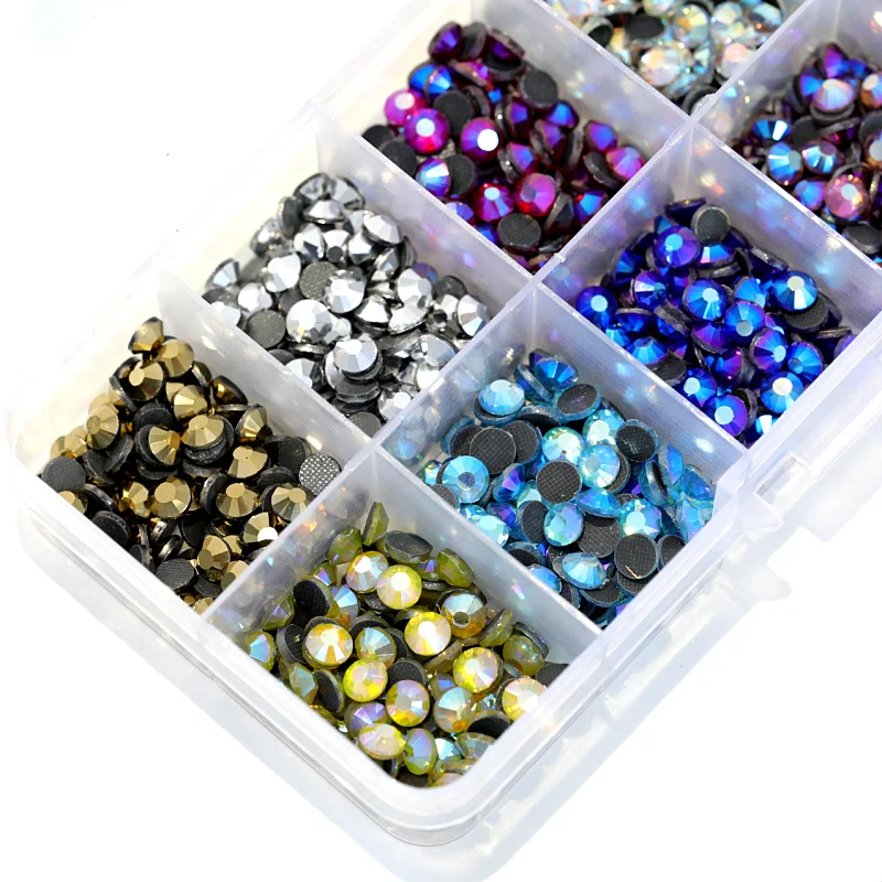 SS10 5000 шт. Mix colors AB с коробкой 10 Цвета DMC Горячая фиксация Стразы с украшением в виде кристаллов Стекло Strss Горячая фиксация Стразы для одежды Y3023