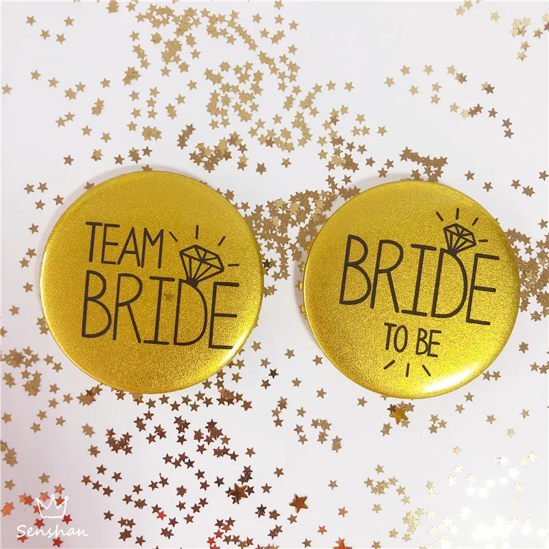 6Pcsset Flash Gold Hen Party Bride To Be Badge Team Bride Badge Bridesmaid Decoration Bachelor Party Wedding Party Supplies (2)