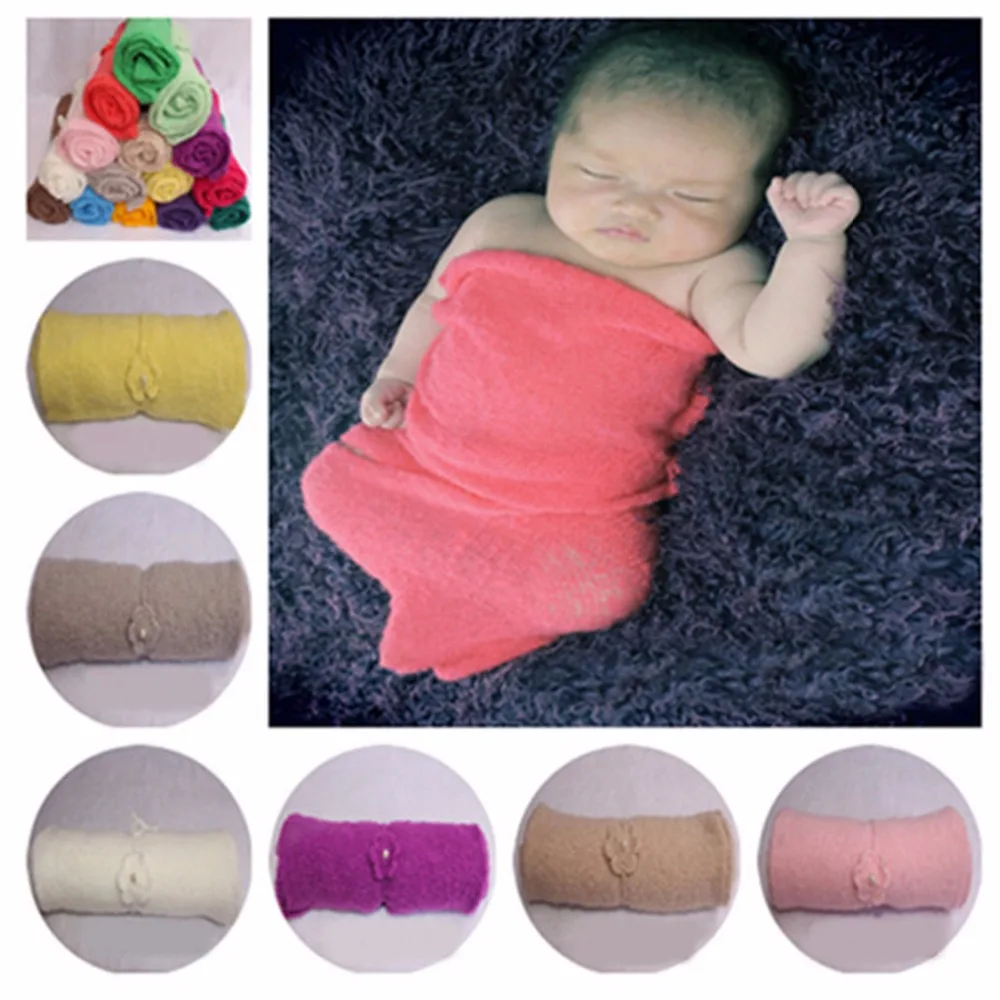 

2018 New Soft Newborn Baby Photography Props Sleeping Baby Swaddle Blanket Crochet Outfits For Baby Infant Wrap With Headwear