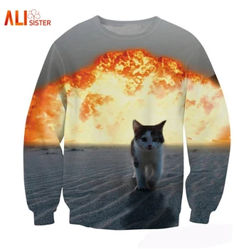 

Alisister Cute Explosion Sweatshirts 3d Printed Animal Graphic Hoodies High Quality Brand Tops Moleton Mujer/homme Cat Tracksuit