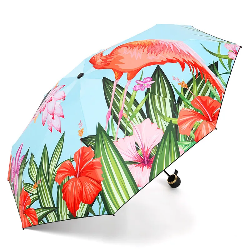 Инновационный Пятикратный положительный и обратный принт фламинго, Подарочный Зонт с небольшим и удобным складным зонтиком