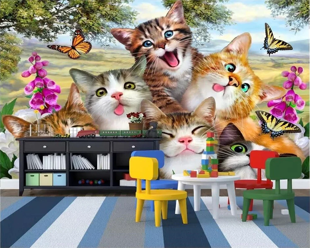 Beibehang カスタム写真の壁紙 3d 壁画壁紙かわいい漫画草猫自画像の Beibehang カスタム写真の壁紙 3d 壁画壁紙かわいい漫画草猫自画像の