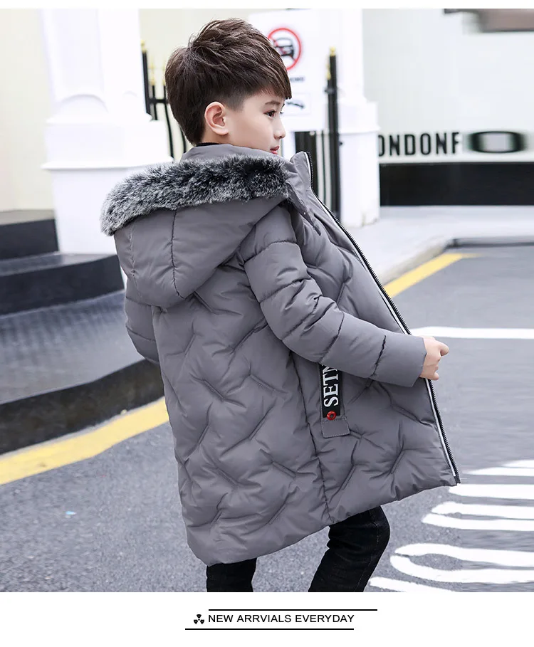 Г. Детская парка для мальчиков зимнее пальто теплая хлопковая стеганая куртка с капюшоном для мальчиков плотная верхняя одежда Высокое качество