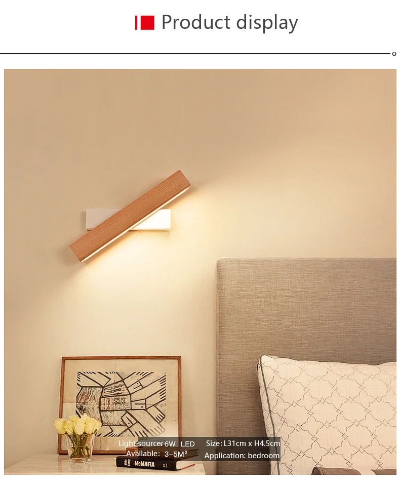 Modern Nordic sconce Wall Light fixture wood Indoor Led Wall Lamps9