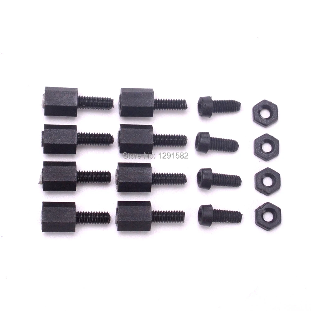 

M2 Nylon Black Screw Nut Thread Spacers Plastic Screws Mounting Hardware Fixing Screws for Mini F3 / F4 Flight Controller