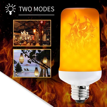

E27 LED Lamp Flame Effect Flicker Fire Light Bulb E26 LED Candle Bulb E14 Gloeilamp Flame Bulb 220V 42 63 99leds Hotel Lighting