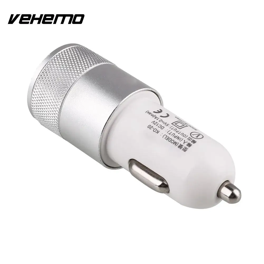 

7 x 2.5 x 2.5cm Mini Dual USB Car Charger Metal Charger Universal Car Lighter Adapter