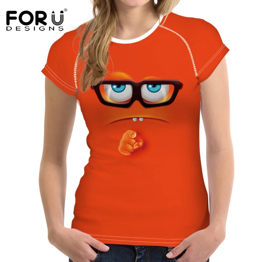 

FORUDESIGNS t-shirt Orange Summer t shirt Women's Fashion Clothing Female Funny Humor T shirt Cartoon tee shirts Femme Girls