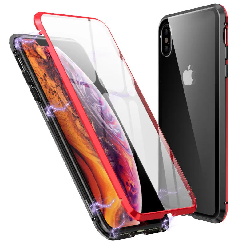 

LUPHIE Magnetic 360 Degree Full Cover Protection Case For iPhone X XS Max XR 6 Hard PC Case For iPhone 7 8 Plus X 10 Phone Case