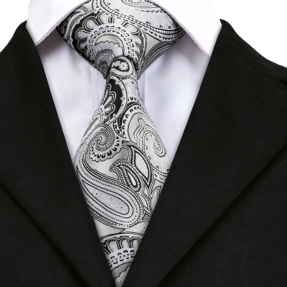 Silver Paisley Ties for Men Jacquare Woven Men's Necktie For Male ...