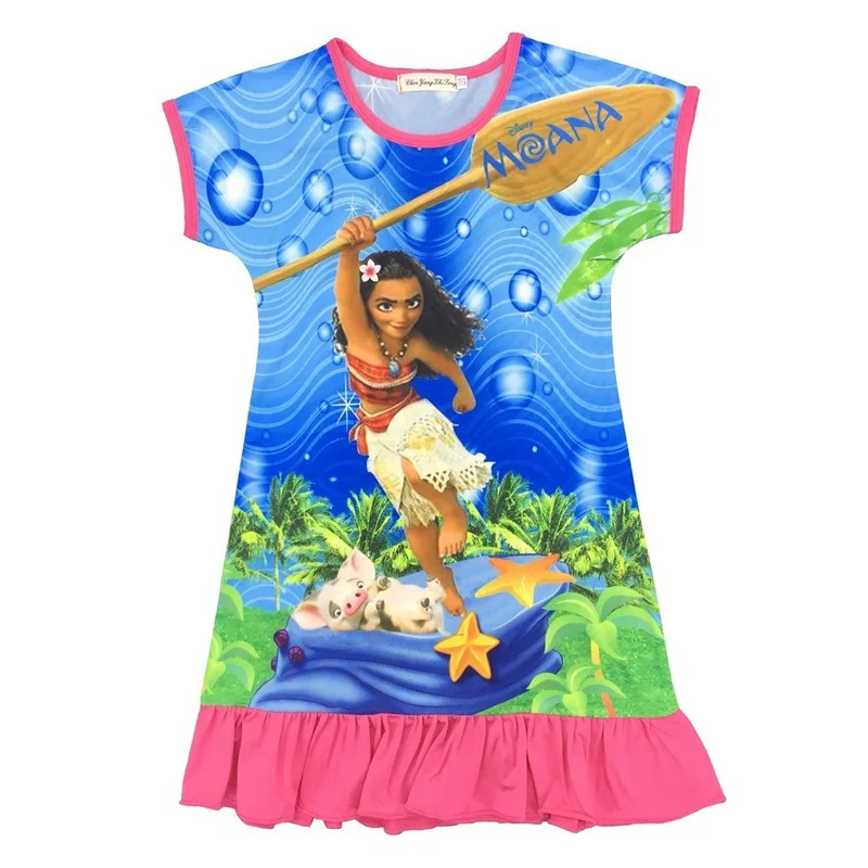 

Ocean Short Sleeve Child Dress Mo Ana Children Summer Girls Dress Europe and America Cartoon Baby Girl Clothing 4-10 Y GDR631