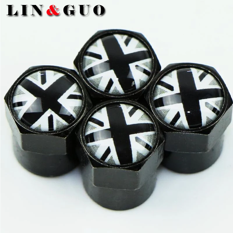 

4pcs Carbon black New Style Car Wheel Tire Valve Cap Tyre Dust Cap UK Badge For BMW Mini Cooper 2011 2012 2013 Accessories