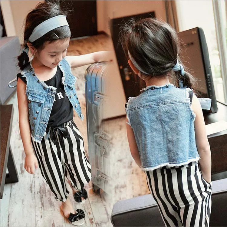 2016 Spring/Summer Baby kids Girls jeans vest denim vests Jackets